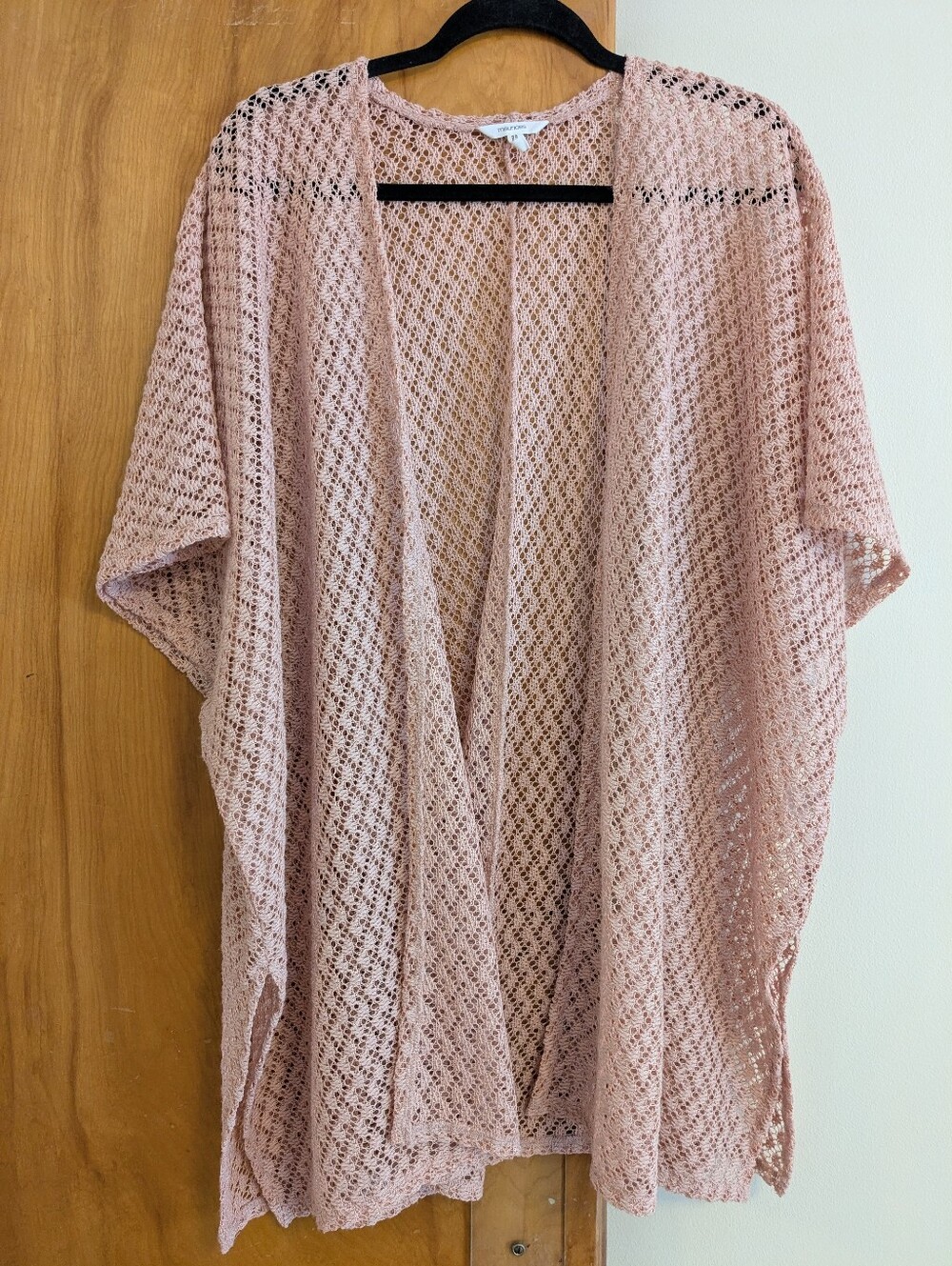 Maurices Blush Pink Textured Crochet Lace Kimono
